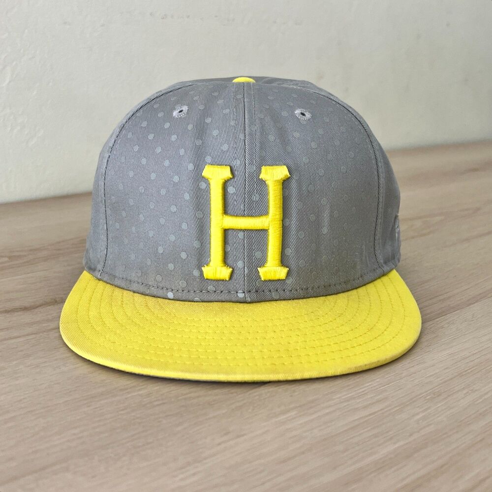 HUF 2007 Limited Release New Era Grey Polka Dot Yellow Checkered Fitted Cap Sz 8